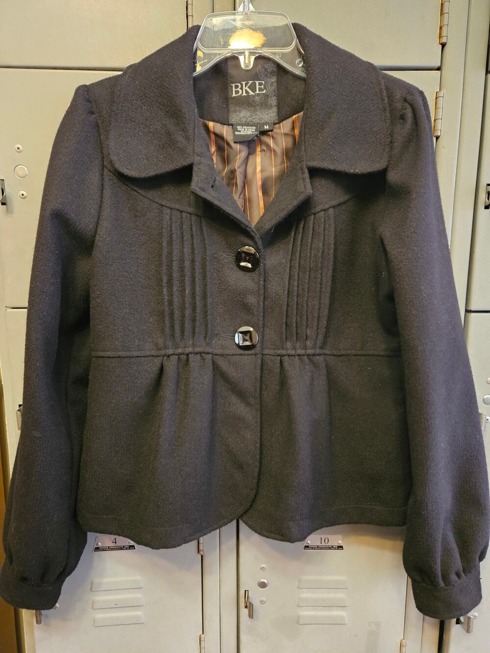 BKE by Buckle ladies classic black peplum peacoat jacket Size Medium lined